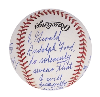 1974 Gerald Ford Signed Baseball - Inscribed With Presidential Oath Of Office (Beckett & Letter Of Provenance)